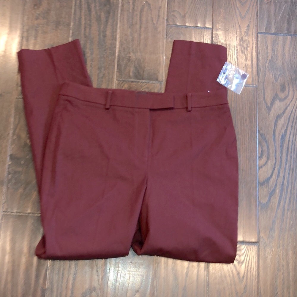 Talbots high waist slim burgundy pants size 10 new with tags